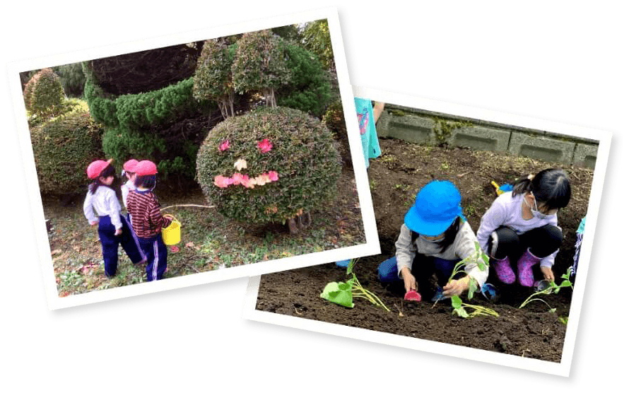 園児たちが遊ぶ様子の写真